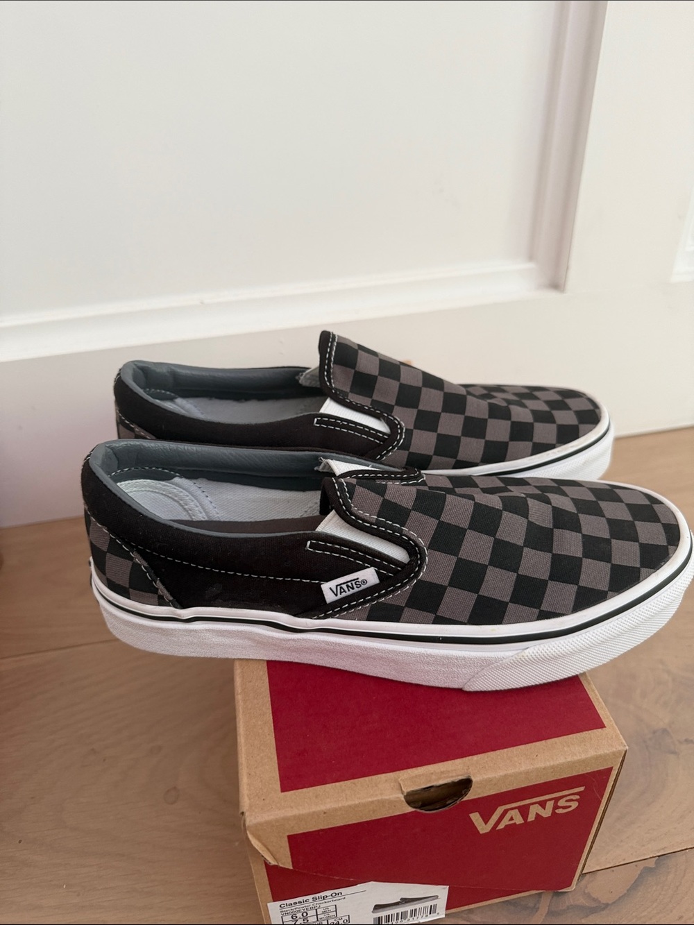 Vans Checkerboard Slip-On Sneakers - Black & Gray - Picture 2 of 2
